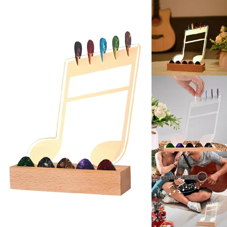 Multifunctional Electric Guitar Accessory Display Stand with Lights Professional Guitar Pick Organizers Wood Texture