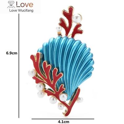Wuli &Baby Enamel Shell Brooches Wome Unisex 2 -Color Sea Animal Design Office Party Brooch Pins Gifts