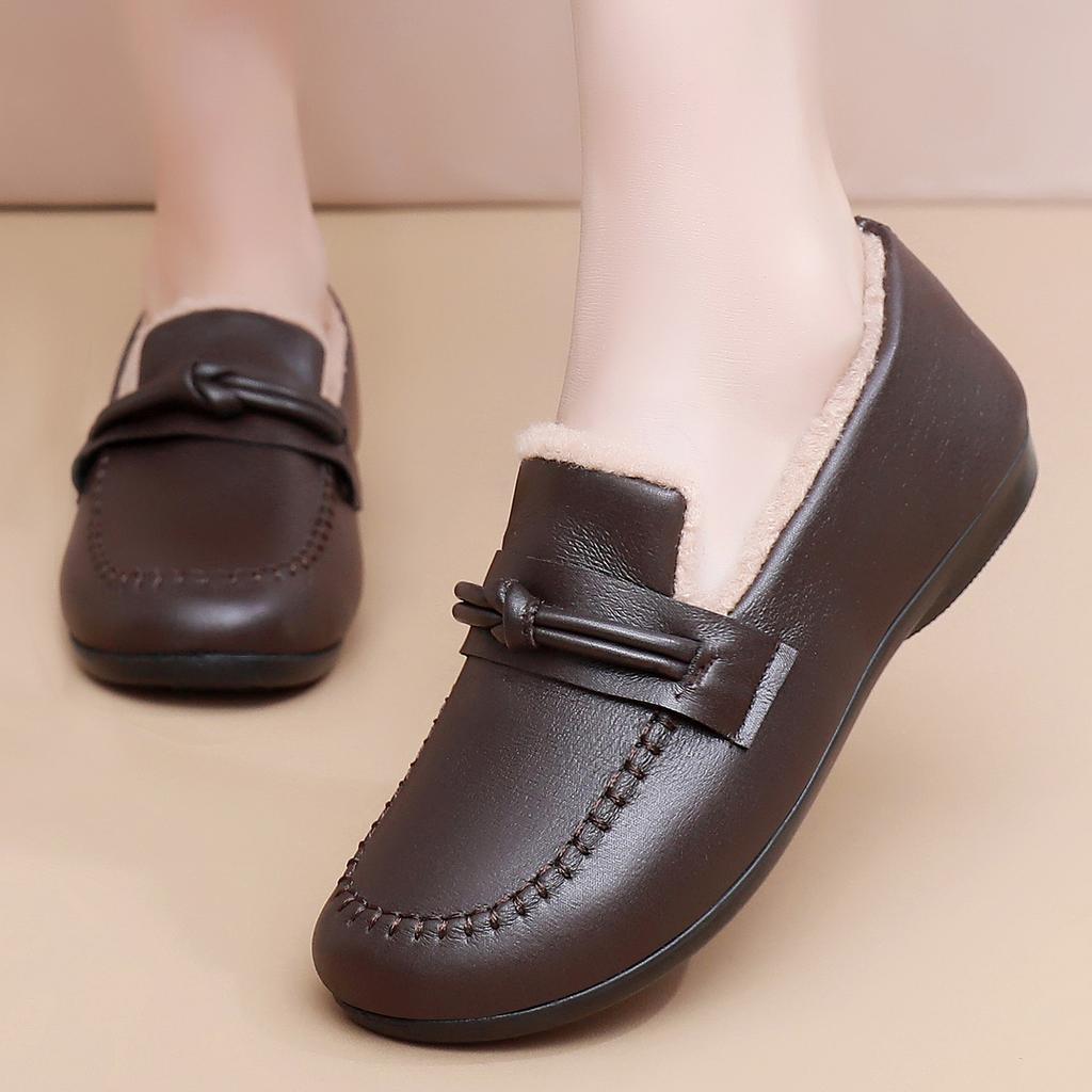 Cotton shoes women's new fashion leather boots women's boots comfortable piled thickened cotton boots warm boots women's lightweight short boots
