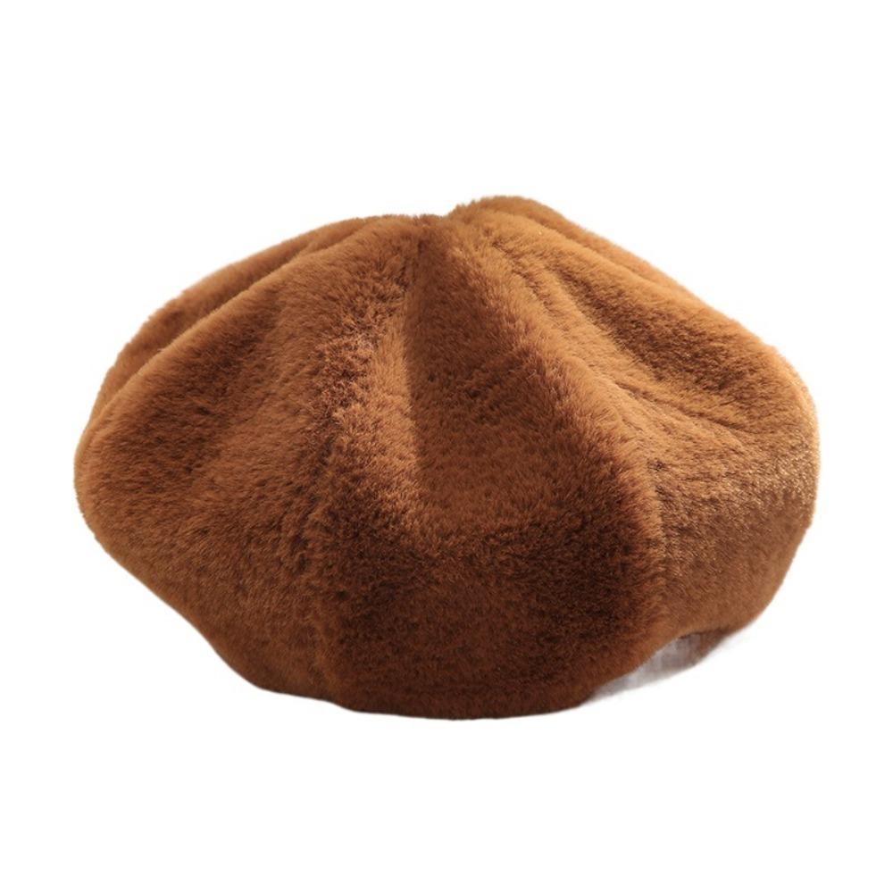 Keep Warm Women Berets Plush Octagonal Hat Elegant Painter Caps  Winter