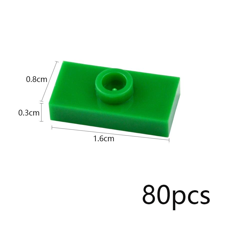 80Pcs MOC Assembles Particles Thin Brick 1x2 with 1 Stud Dots Plate Building Blocks Kid High-Tech Toys Compatible 15573 3794