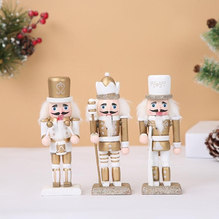 3Pcs Christmas Nutcracker Ornaments Wooden Standing King Figurine Home Decor