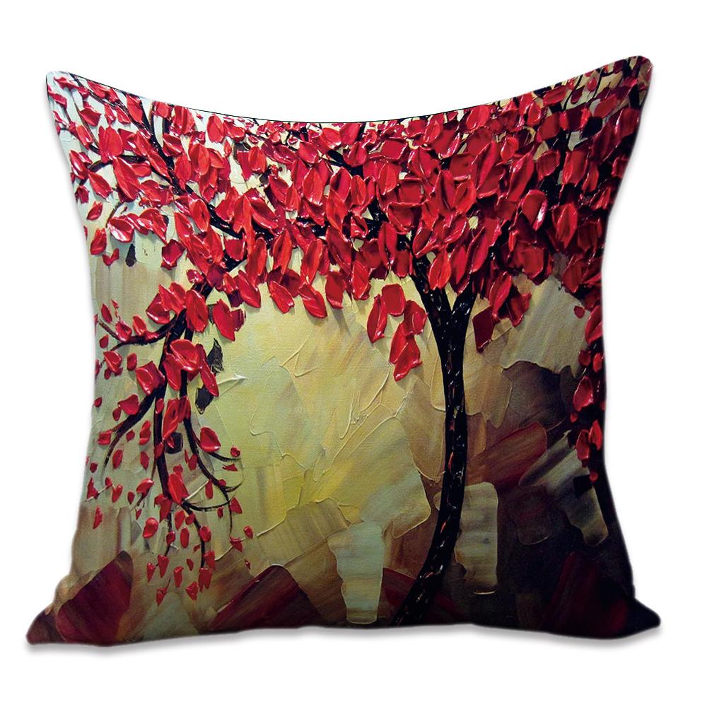 Printed Pillowcase Digital Printed Cotton and Linen Super Soft Peach Leather Velvet Pillowcase Oil Painting Style Pillowcase
