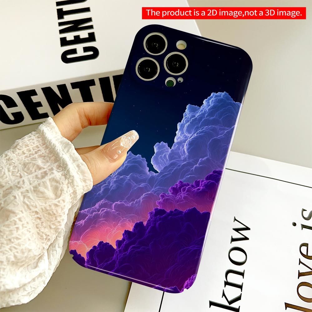 2DFlat Neon Clouds Sky Gradient Phone Case All inclusive film hard phone case, compatible with iPhone 18 Pro Max 17 16 15 14 13 12 11