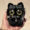 Cute Cartoon Black Cat Keychain Bag Pendant Backpack Hanging Ornaments Lovely Cat Doll With Camera Animal Car Keyring Kids Gift