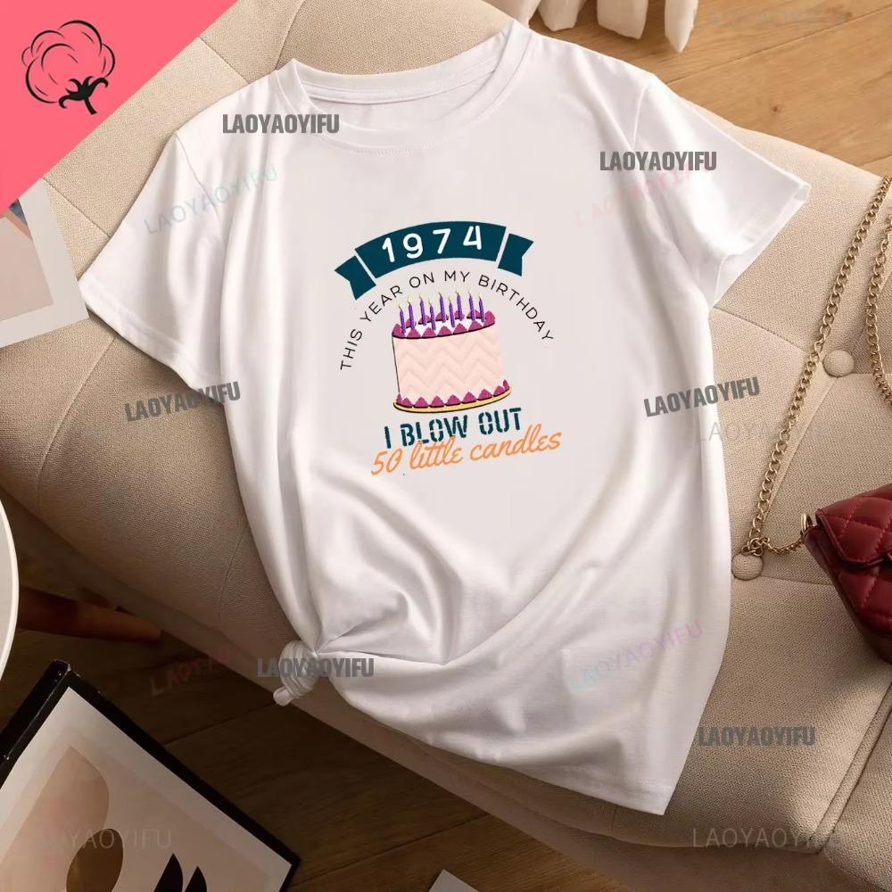 Vintage Funny Made in 1974 All Original Parts T Shirt Graphic Streetwear Short Sleeve Birthday Gifts Summer Cotton Tshirt Men