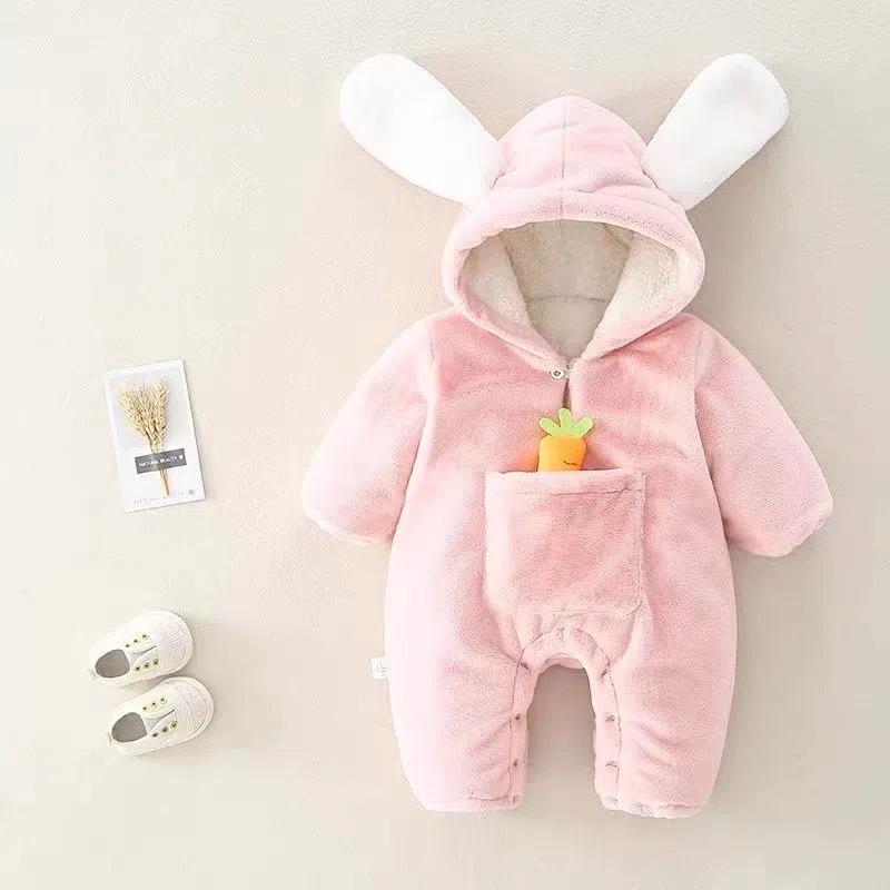 

Осінньо-зимовий ромпер для новонародженої дівчинки на флісовій підкладці: Милий теплий комбінезон для прогулянок та повзання вдома 90cm