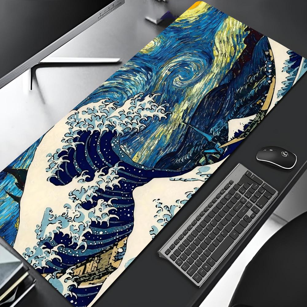 Japan Art Great Waves (5) Mouse Pad Edge Big Gaming Locking Computer Gamer Large Rubber Art Mousepad Laptop Xxl Desk Mat