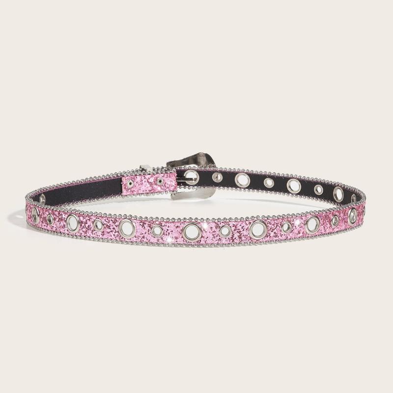 Women's Sparkly Punk Waist Belt Rhinestone Studded Glitter Crystal Buckle 1Pcs for Club Rave Events