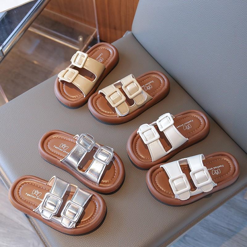 kids slippers outdoors Korean style soft sole girls beach shoes non-slip 2025 summer new children sandals open toes ins trendy