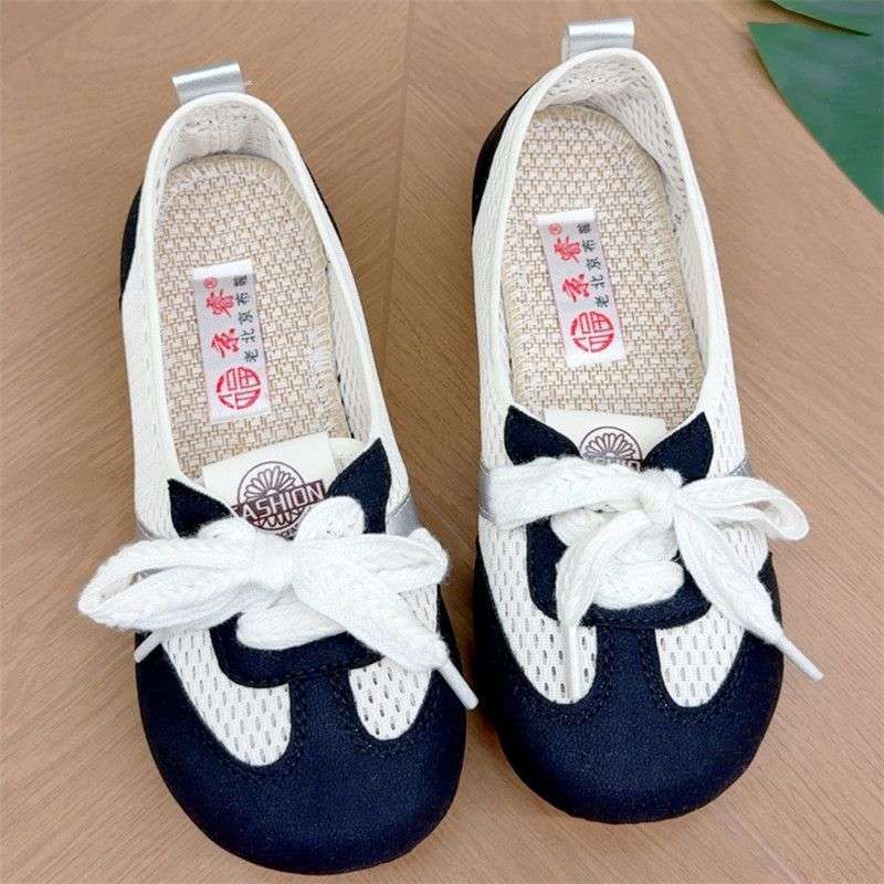 

Старая Северная парусиновая обувь женские туфли-лодочки модная повседневная обувь с полым сетчатым верхом немецкие тренировочные туфли с неглубоким вырезом на плоской подошве Форрест Гамп ш 34