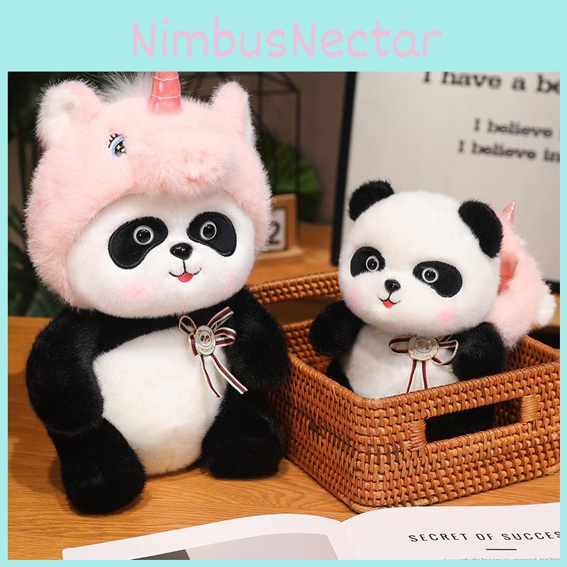 Panda Plush Toy Unicorn Hat Doll Stuffed Animal Cartoon Decor Pp Cotton Gift