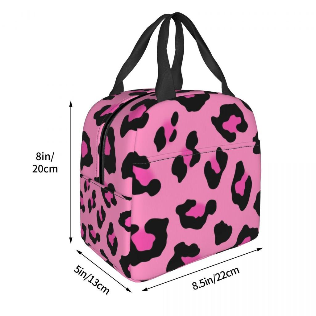 Rosa Leopard Tierprint Isoliert Lunchtasche Kühltasche Wiederverwendbar Großer Tragetasche Brotdose Aufbewahrungstaschen für Lebensmittel Büro Reise