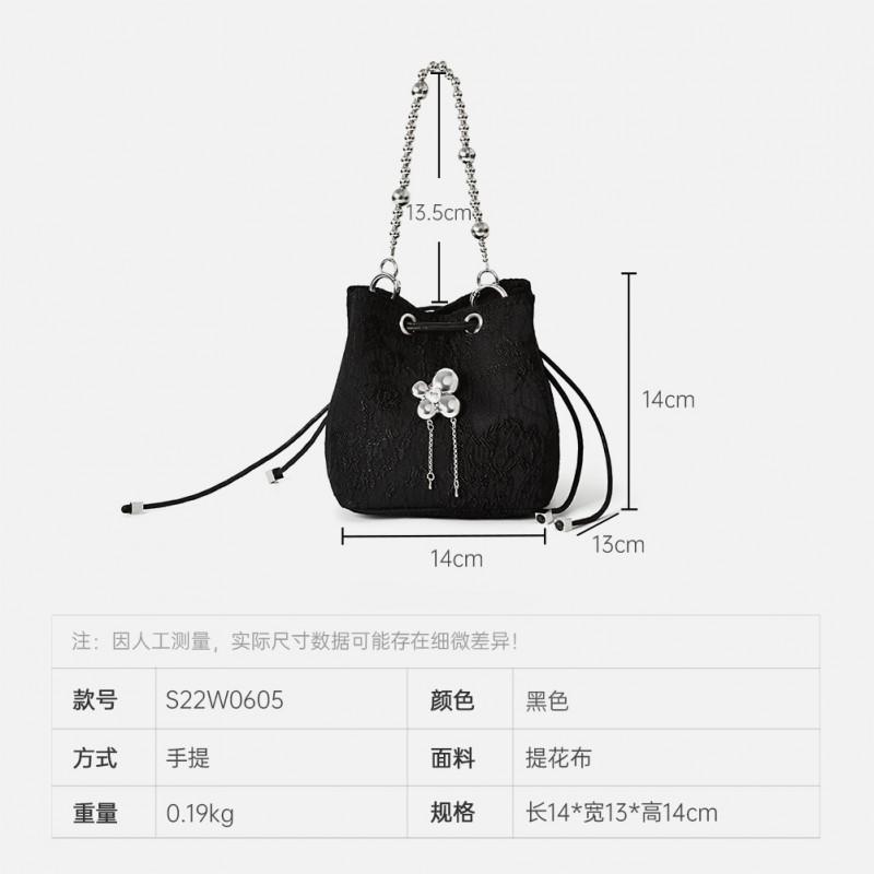 Handheld Jacquard Cloth Bucket Bag Chinese Style Drawstring High-end Women's Handbag Fashionable Small Shoulder