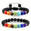 1pc Volcanic Stone Beaded Bracelet For Men Women Natural Porous Basalt Lava Rock Beads Colorful Gemstone Handmade Beaded String