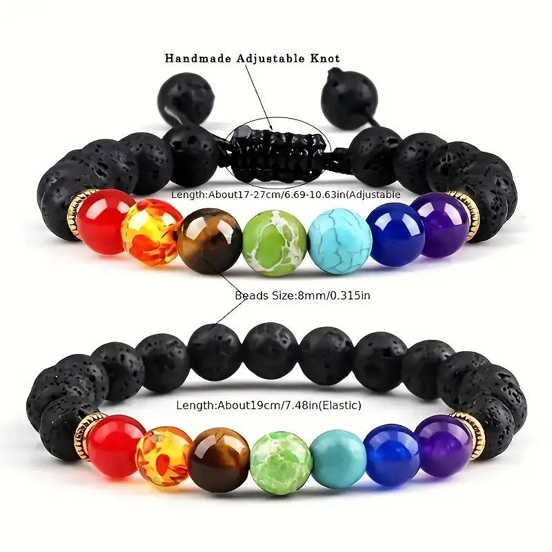 1pc Volcanic Stone Beaded Bracelet For Men Women Natural Porous Basalt Lava Rock Beads Colorful Gemstone Handmade Beaded String