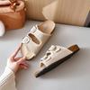 French Thick-soled Retro One-word Slippers Women's 2025 Summer New Double-buckle Sandals Outer Wear Breathable One-word Slippers