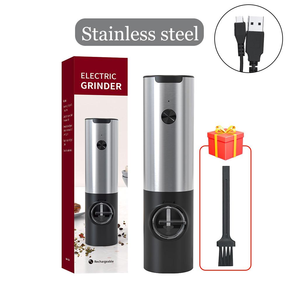 USB Rechargeable Electric Salt And Pepper Grinder Adjustable Coarseness Mill Portable Household Kitchen Gadget