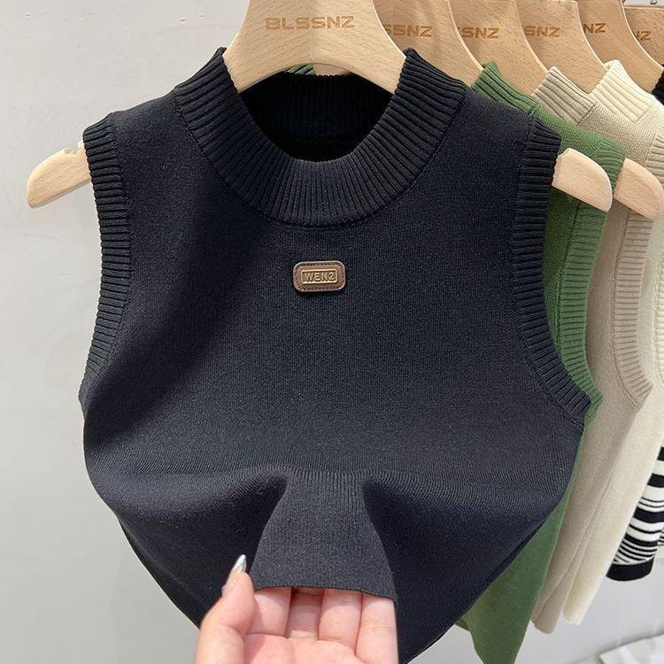 Slim Fitted Turtleneck Knitted Camisole Tank Top Women's Designed Base Layer Inner Wear Sleeveless Top Women's Summer