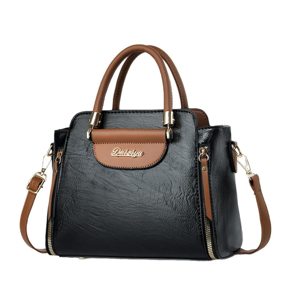 Street Style Pu Handbag With Top Zip Closure And Letter Decor For Daily Use