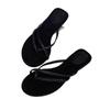 Woven Cool Slippers Summer New One-word Strap Flat Bottom Women's Fine Strap Beach Slippers Women