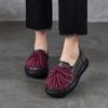 Johnature Genuine Leather Thick Soled Women's Shoes Comfortable Retro Handmade Tassel Slip-on Shoes