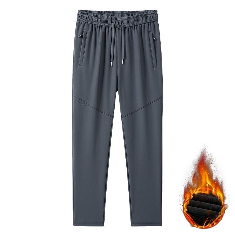 Pánské zimní zateplené kalhoty se silnou podšívkou z fleecu, volného střihu, větruodolné, voděodolné, termální, ležérní tepláky, sportovní fleecové kalhoty
