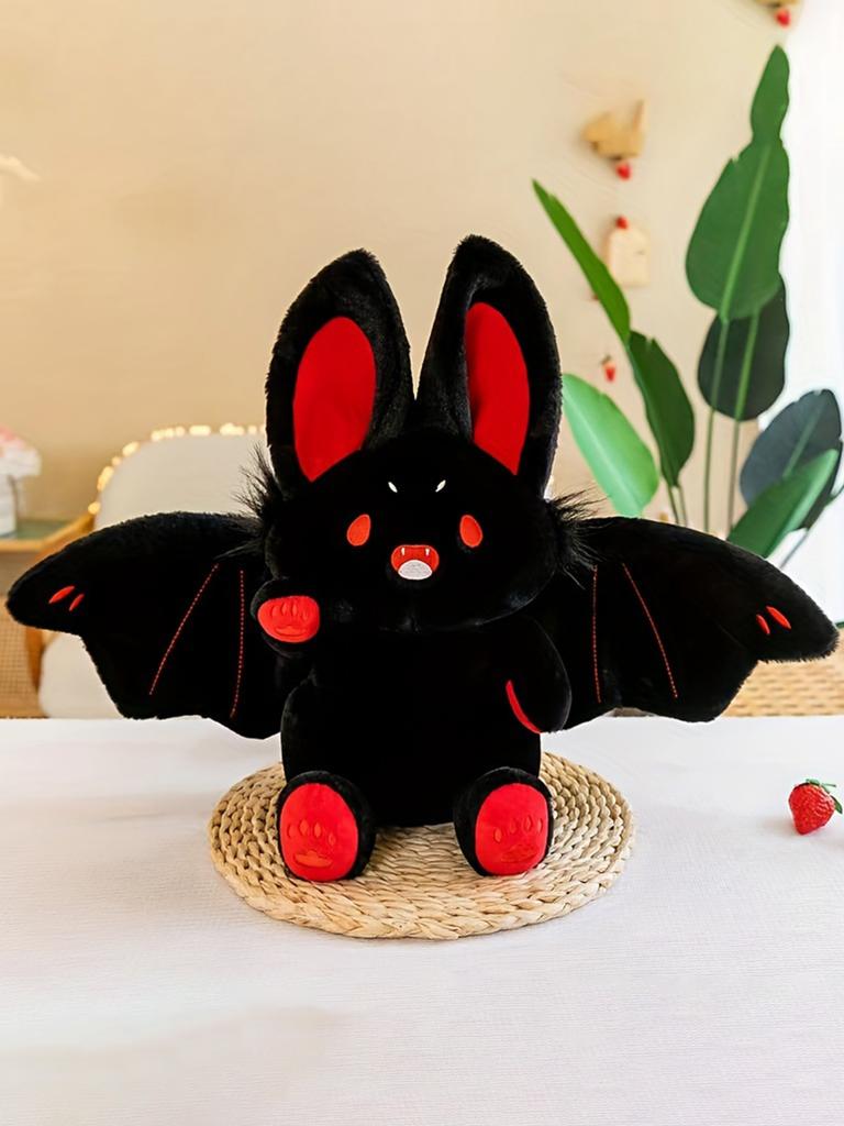 Black Bat Rabbit Plush Doll Stuffed Animal Cuddly Toy Birthday Gift Holiday Gift for Halloween Christmas  Devil Companion Toys