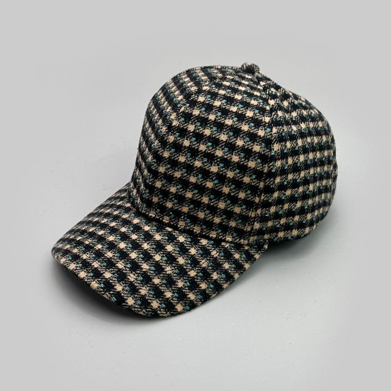 Woolen Plaid British Style Retro Baseball Cap Men And Women Personality Autumn And Winter Warm Fashion Versatile