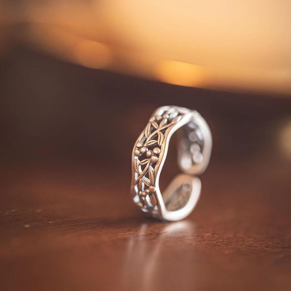 Wisteria Blossom Open Ring - Elegant Chinese Retro Style Adjustable Open