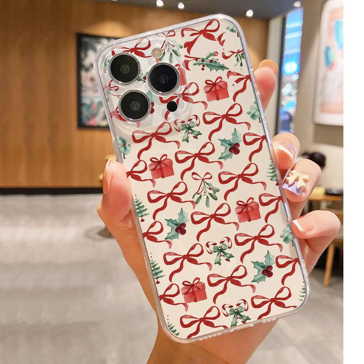 Red Bowknot Anti-Drop Transparent Case for iPhone 15/16/17 Pro Max iPhone 16 Pro Max