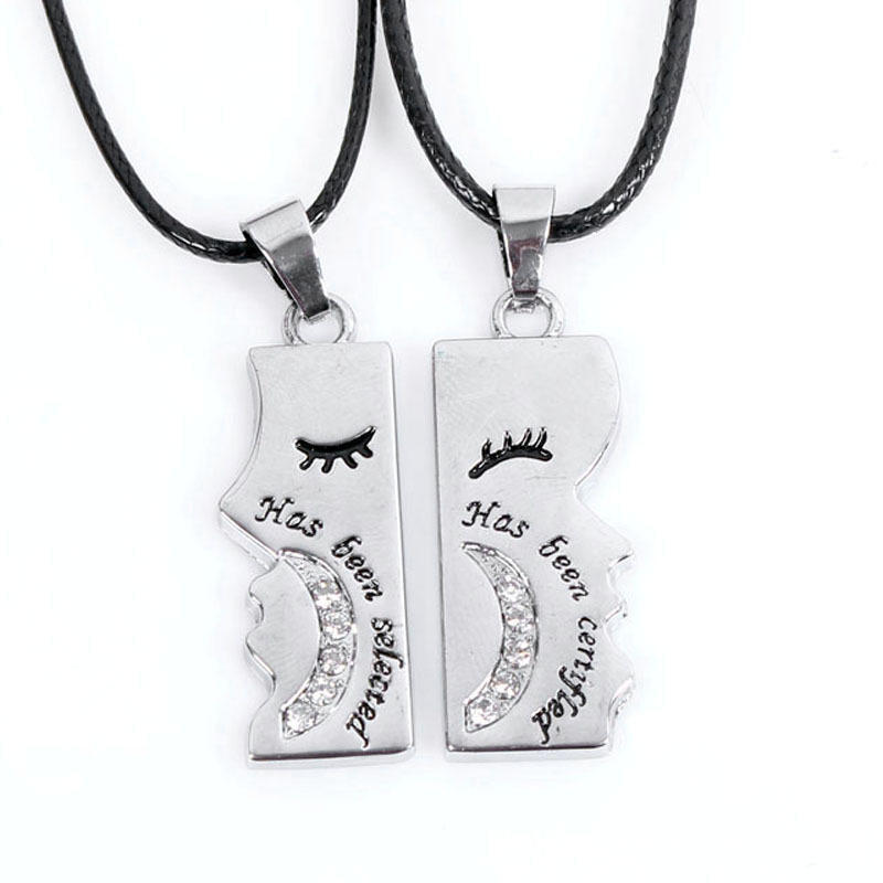 

JMXD Couple Necklace Metal Diamond Moon Lover Pendant Waxed Rope Gift for Girlfriend Boyfriend Romantic Jewelry Unisex Trendy Accessory