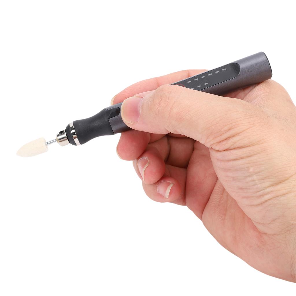 Caneta de Gravação Elétrica com 6 Brocas Recarregável Tipo C USB Baixo Ruído Controle de 3 Velocidades para Metal Madeira Vidro Plástico