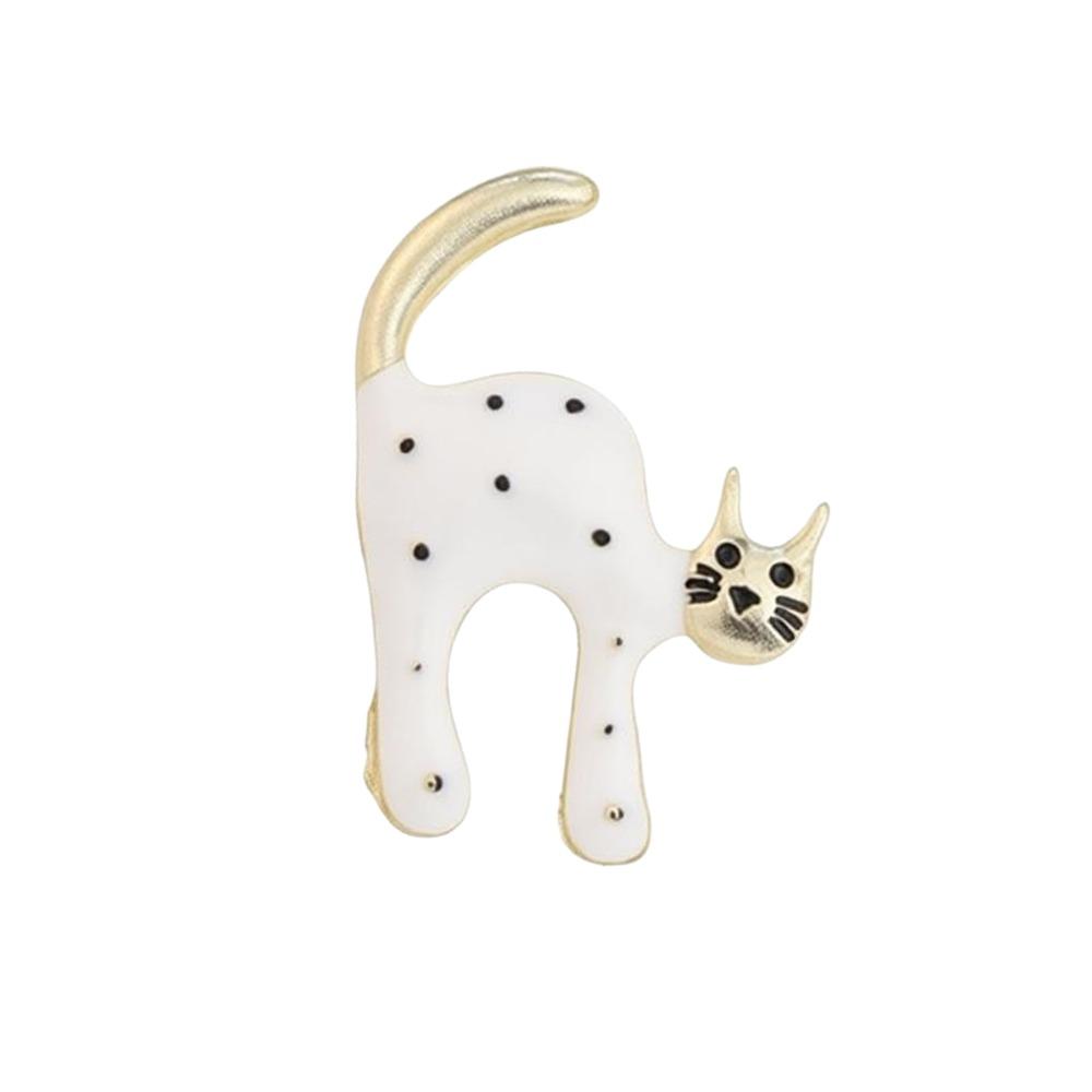 Black White Cat Brooches Enamel Scarf Adjuster Fashion Clothing Fixing Pins  For Men Women