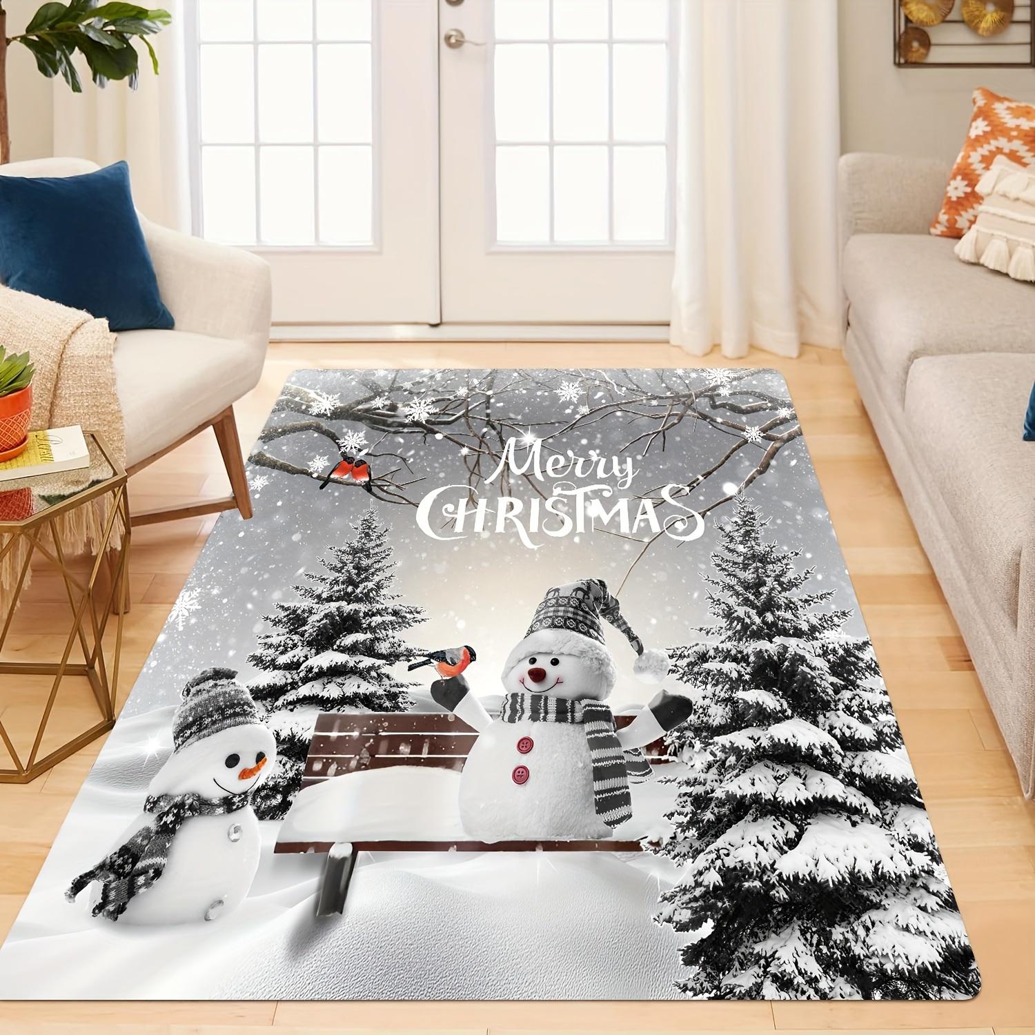 

1 piece festive snowman Christmas rug - non-slip, machine washable polyester rug, featuring cedar trees and holiday decorations, perfect for the 47.24*62.99Inch/120*160cm