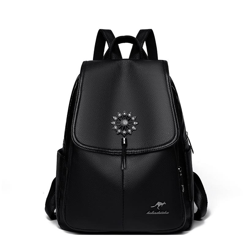 Atmospheric backpack women's new versatile casual Korean version large-capacity soft leather fashion travel women's bag