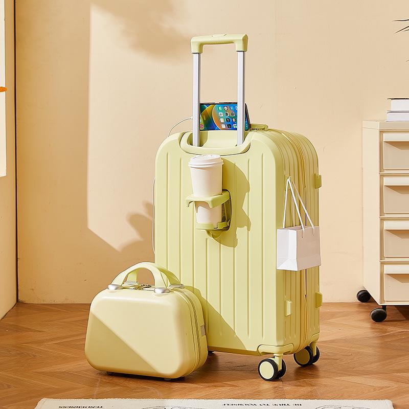Women’s Durable Leather Trolley Suitcase: New Model, Mother-Child Carry-On with Lock