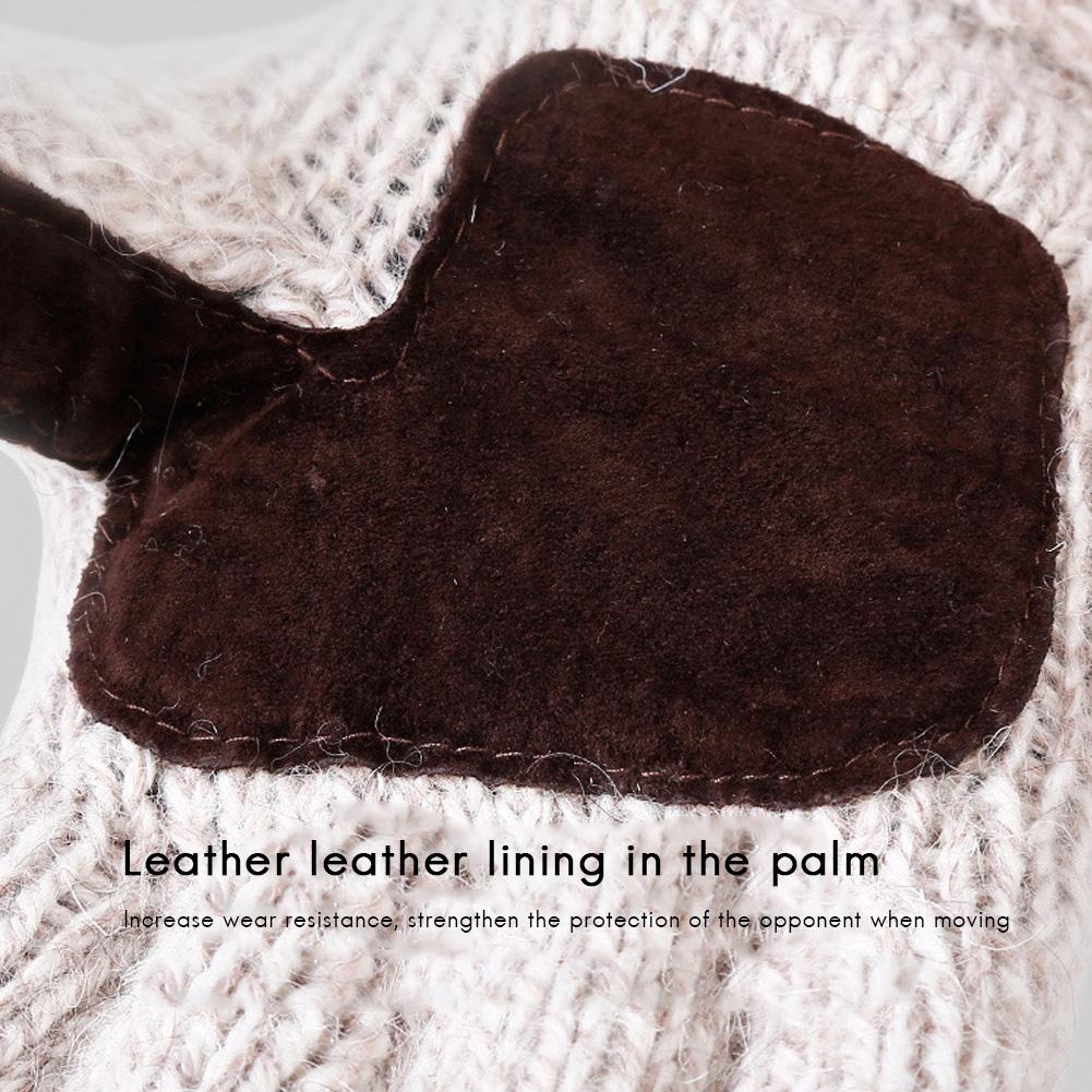 Winter Warm Knitted Fingerless Gloves Warm Convertible Mittens Flap Cover