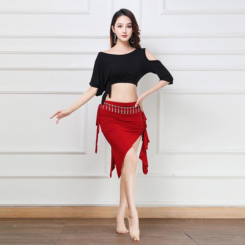 

Весенне-летняя модель 2023 года большого размера, модальный тренировочный комплект для танца живота с рукавами «летучая мышь» и юбкой XL