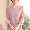 Hodo Chic Cheongsam Collar Seven-Sleeve Knitted Top