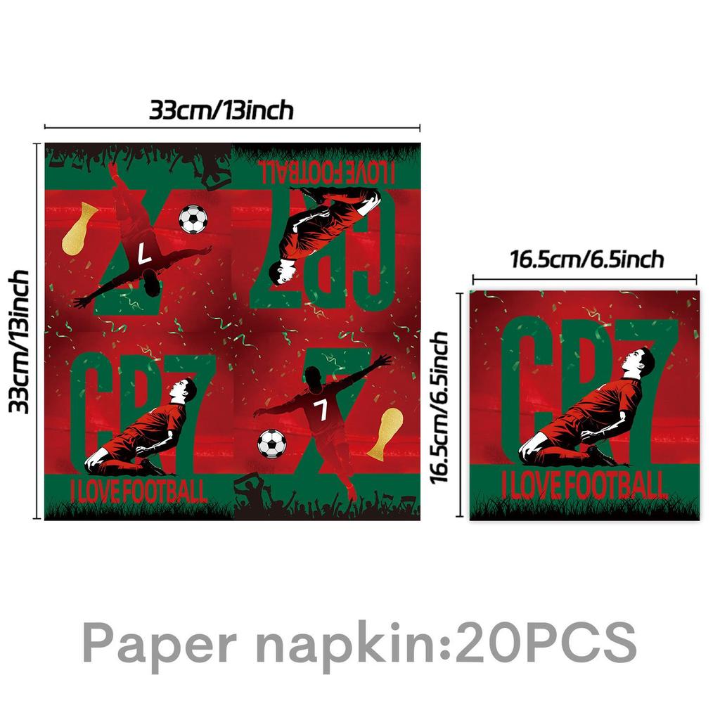 CR7 World Cup Star Fan Party Set: Plates, Cups, Napkins, Tablecloth, Banner & Decorations.