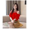 Round Neck Solid Color Chiffon Shirt Summer New Three-quarter Sleeve Loose Top for Women
