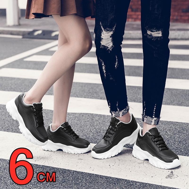 New Big Size Unisex Elevator Shoes Cow Leather Lift Sneakers Height Increase Insoles 6CM Man Daily Height Increasing Sport Shoes