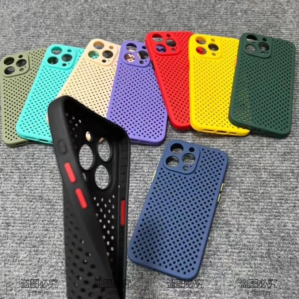 Coque de protection souple en TPU à mailles de dissipation thermique de luxe pour iPhone 16 E 15 14 Puls 13 12 11 Pro Max, étui de téléphone joli et concis