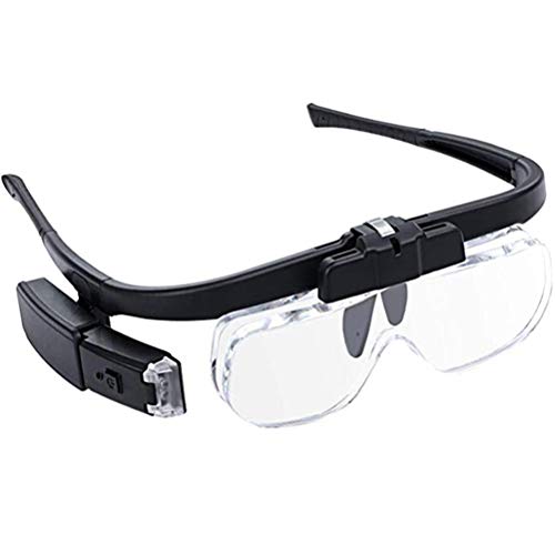 Sanwer Head Magnifier, Eyeglass Magnifier with LED Light, Dual Lens, USB Rechargeable, for Close-Up Work, Jewelry Work, Watch Repair, Arts and Crafts,