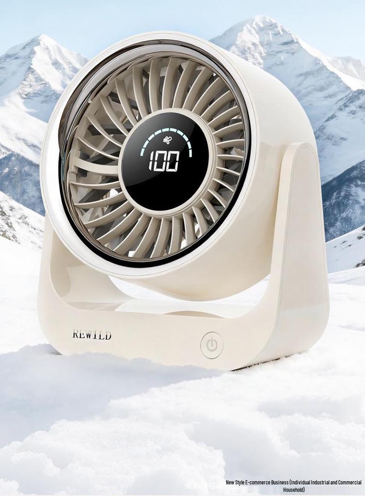 Compact USB Desktop Fan with Digital Display - Silent Mini Electric Fan for Office & Dorm Use
