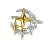 Color Four-Pointed Star, Moon, Star, Open Ring, Light Luxury, Now High-End Index Finger Ring, Stacking, Wearing Personalized Rings, Women