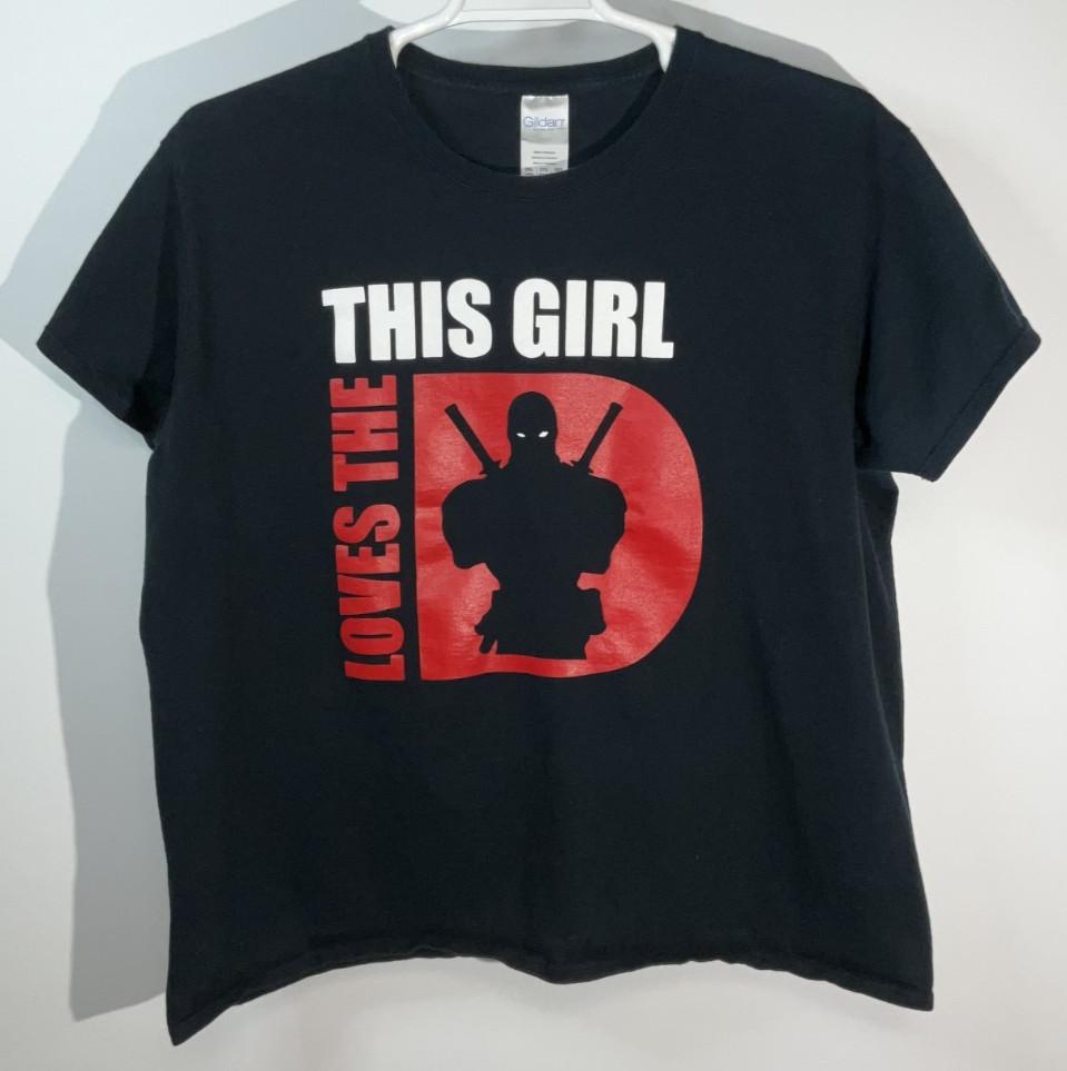 This Girl Loves The D Deadpool Short Sleeve T-Shirt Women s 2XL Black XL