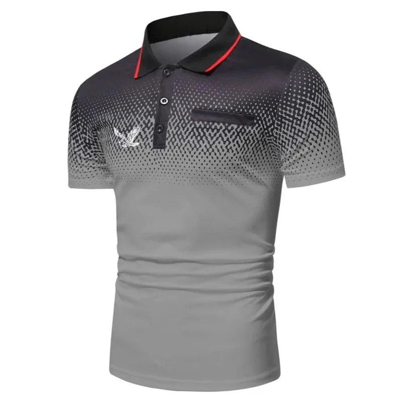 

Чоловіча сорочка поло з коротким рукавом, літня повсякденна спортивна чоловіча футболка-поло, подарунок для чоловіків S сірий