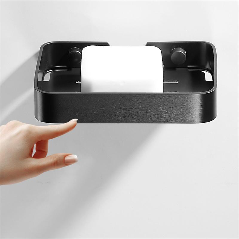 Bathroom Soap Storage Rack Basket Rack Kitchen Sponge Storage Shelf Wall Soap Dish Holder Aluminum Self-adhesive Soap Box